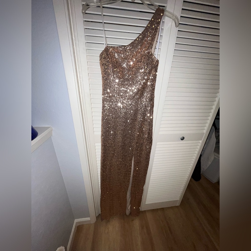 gold sequin prom dress